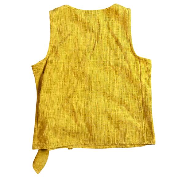 Madewell Womens Wrap Tank Top Gold XXS Ribbed Knit Sleeveless Tie Blouse Career - Picture 5 of 5